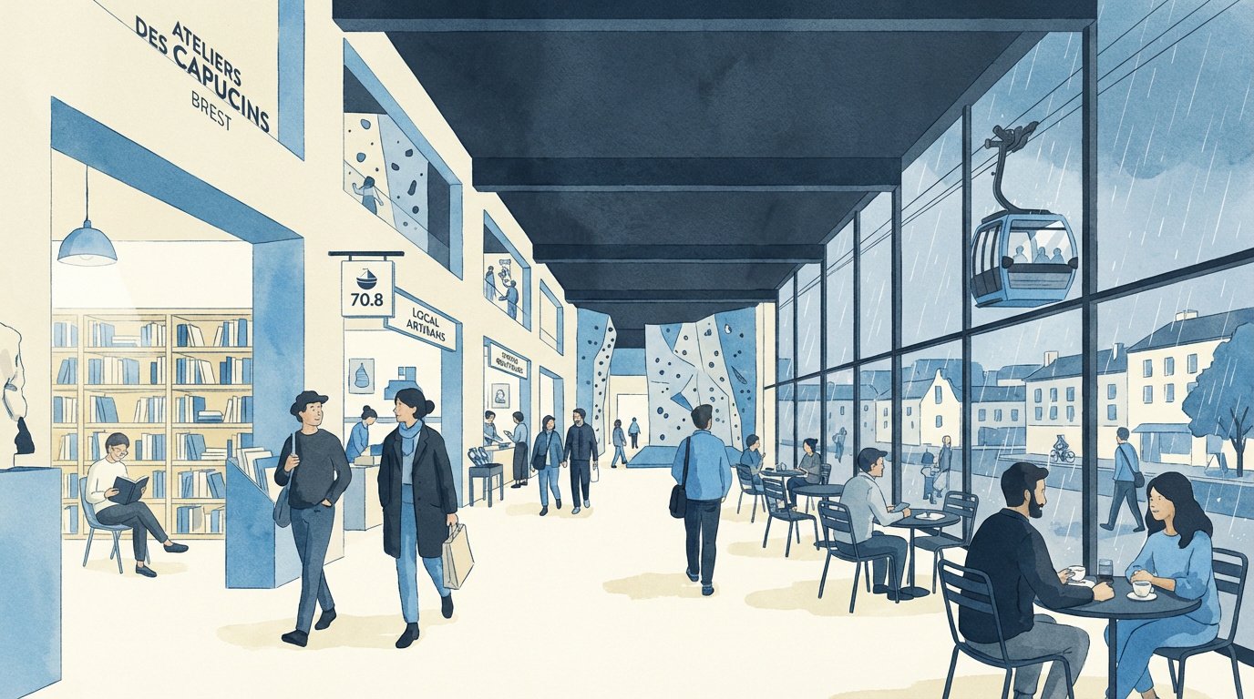 Ancienne usine transformée en place publique couverte à Brest